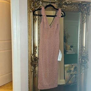 NWT XS MAUVEY PINK LACE MIDI